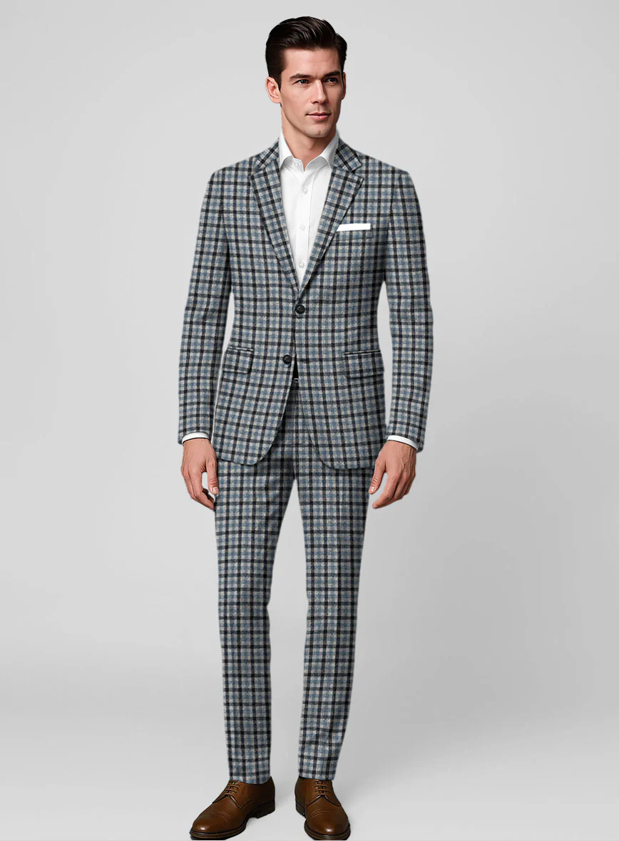Italian Frostblue Check Tweed Suit