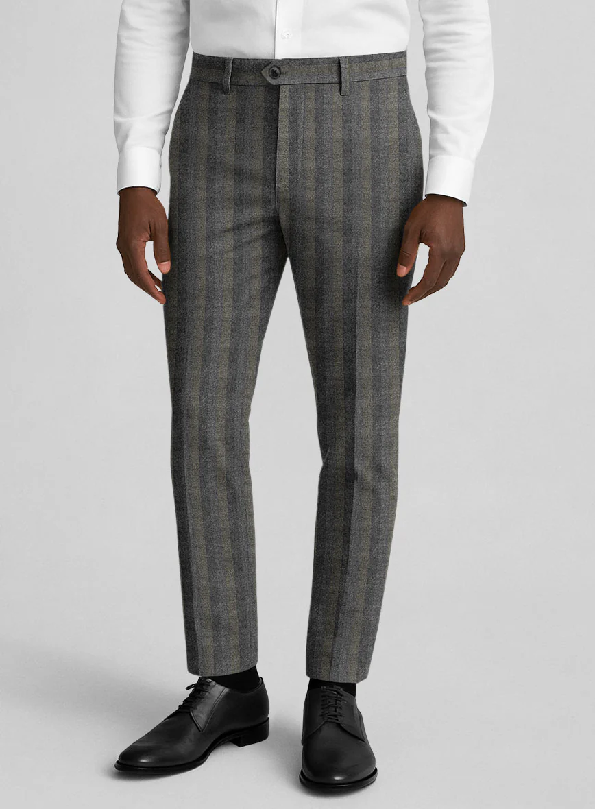 Italian Gravelight Herringbone Tweed Pants