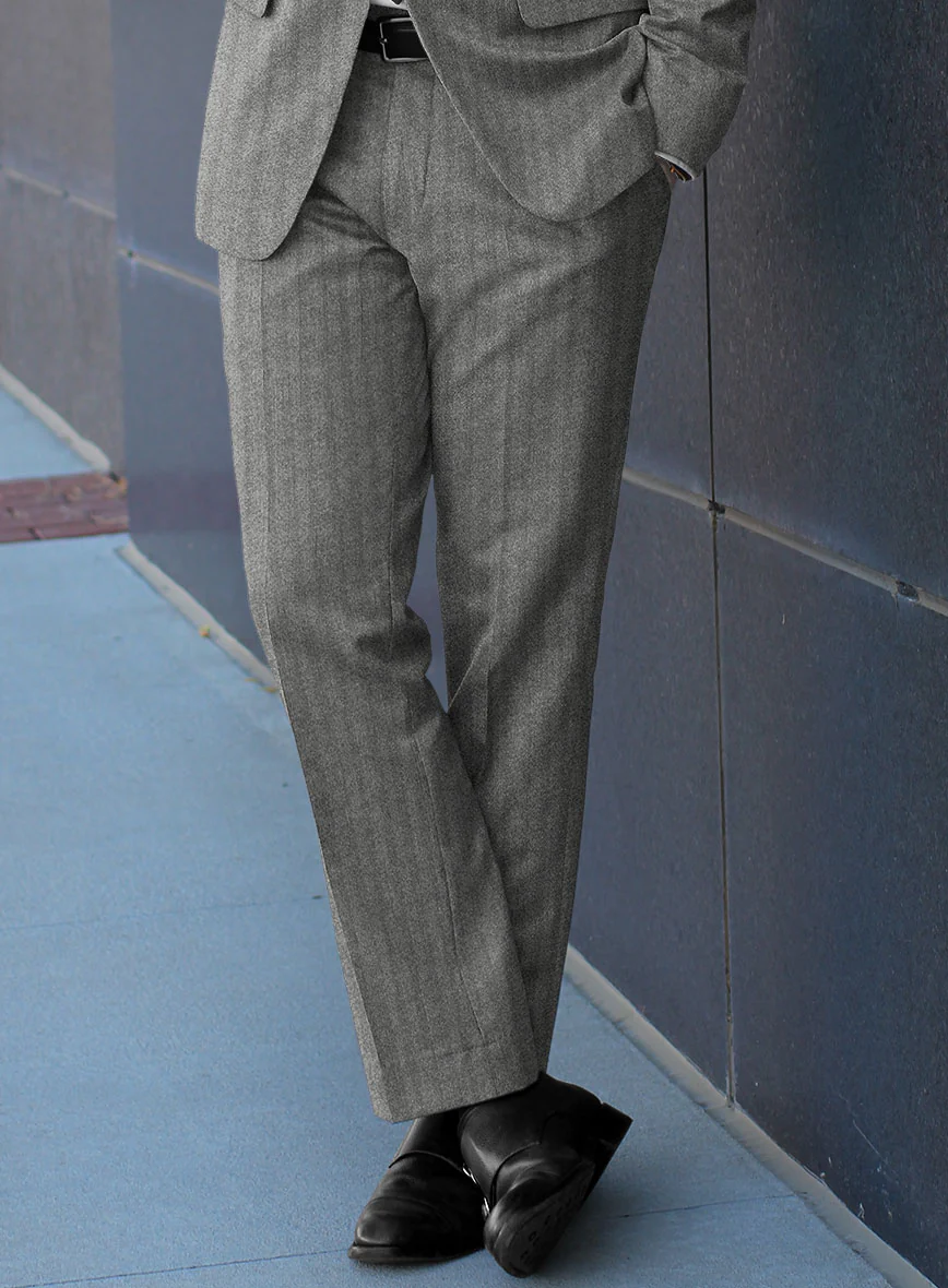 Italian Gray Herringbone Flannel Suit - Image 6