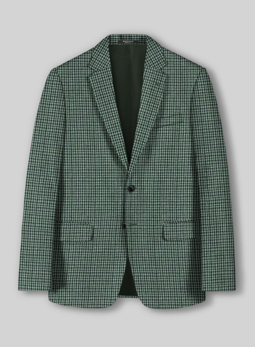Italian Green Houndstooth Tweed Jacket