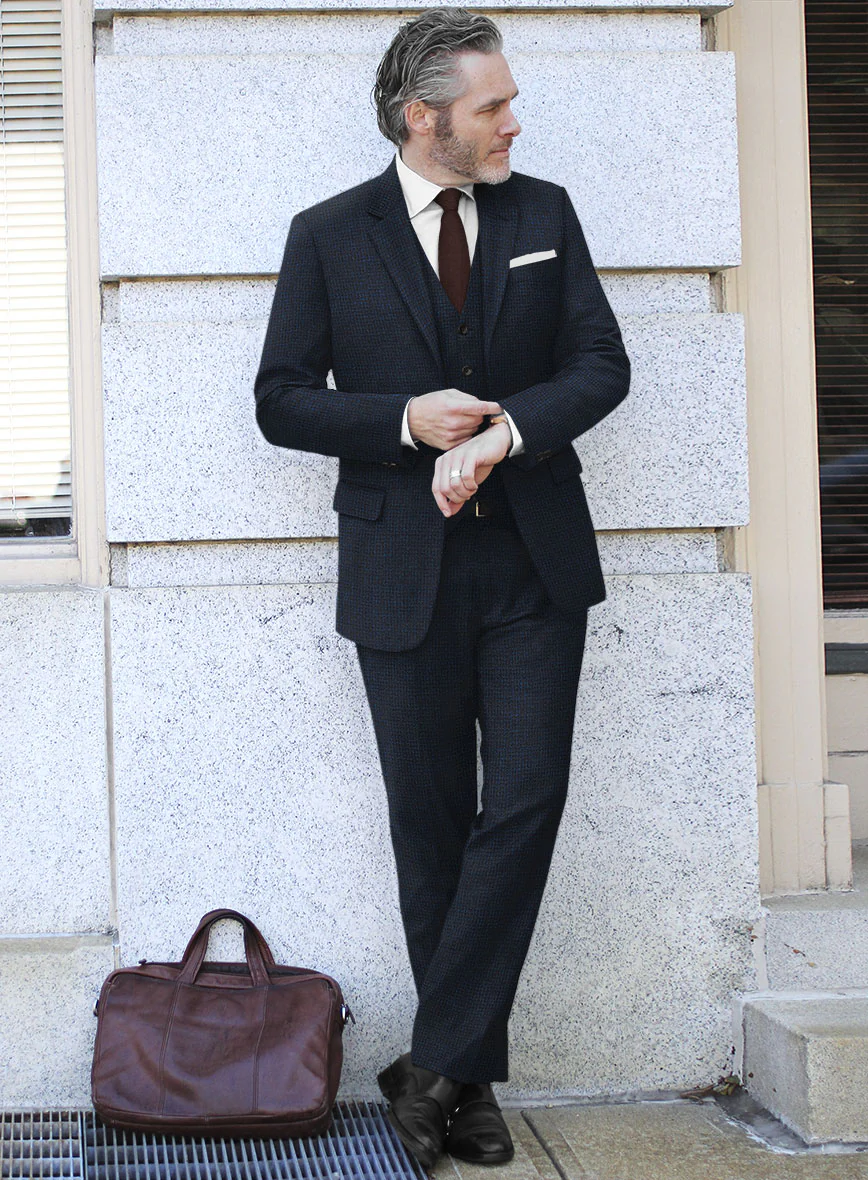 Italian Hibalo Blue Wool Suit - Image 2