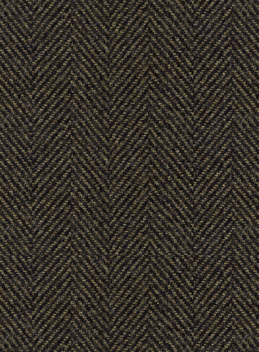 Italian Highlander Army Green Herringbone Tweed Pants - Image 3
