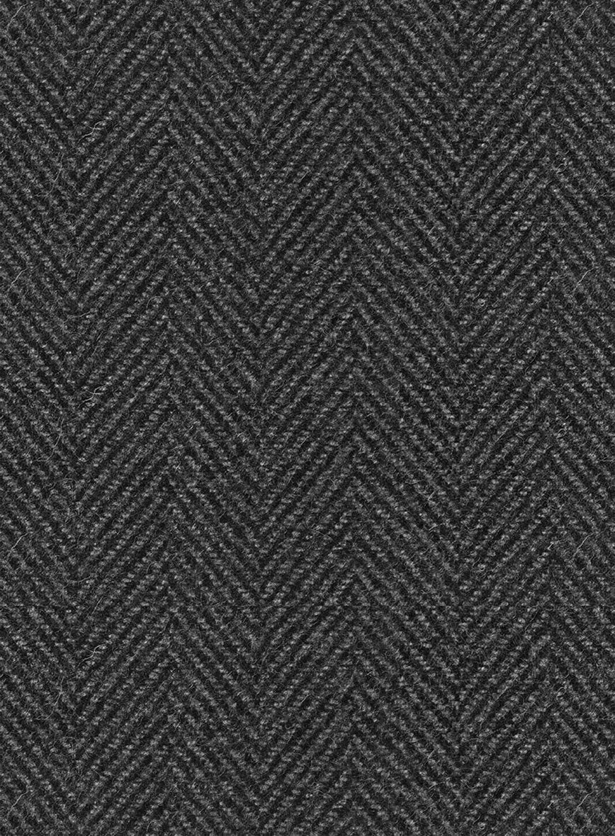 Italian Highlander Charcoal Herringbone Tweed Jacket - Image 3