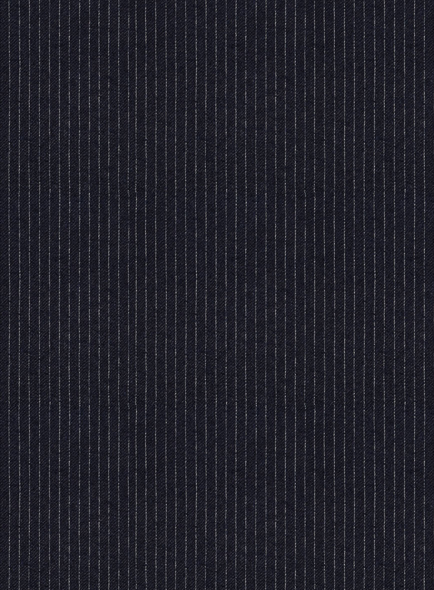 Italian Jague Blue Pinstripe Flannel Suit - Image 3