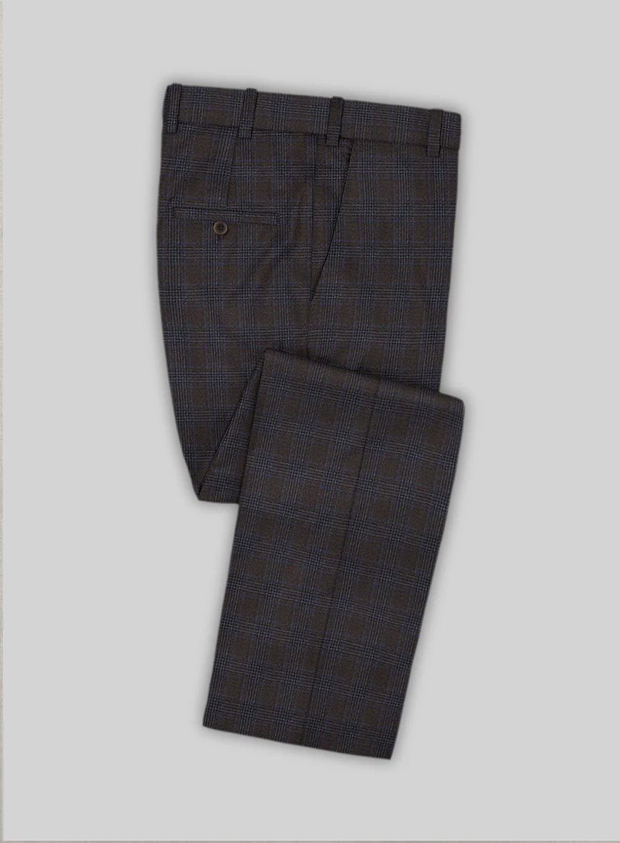 Italian Lark Brown Checks Flannel Pants