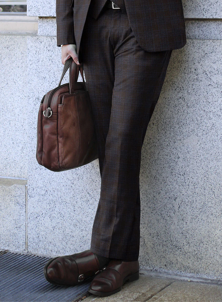 Italian Lark Brown Checks Flannel Pants - Image 2