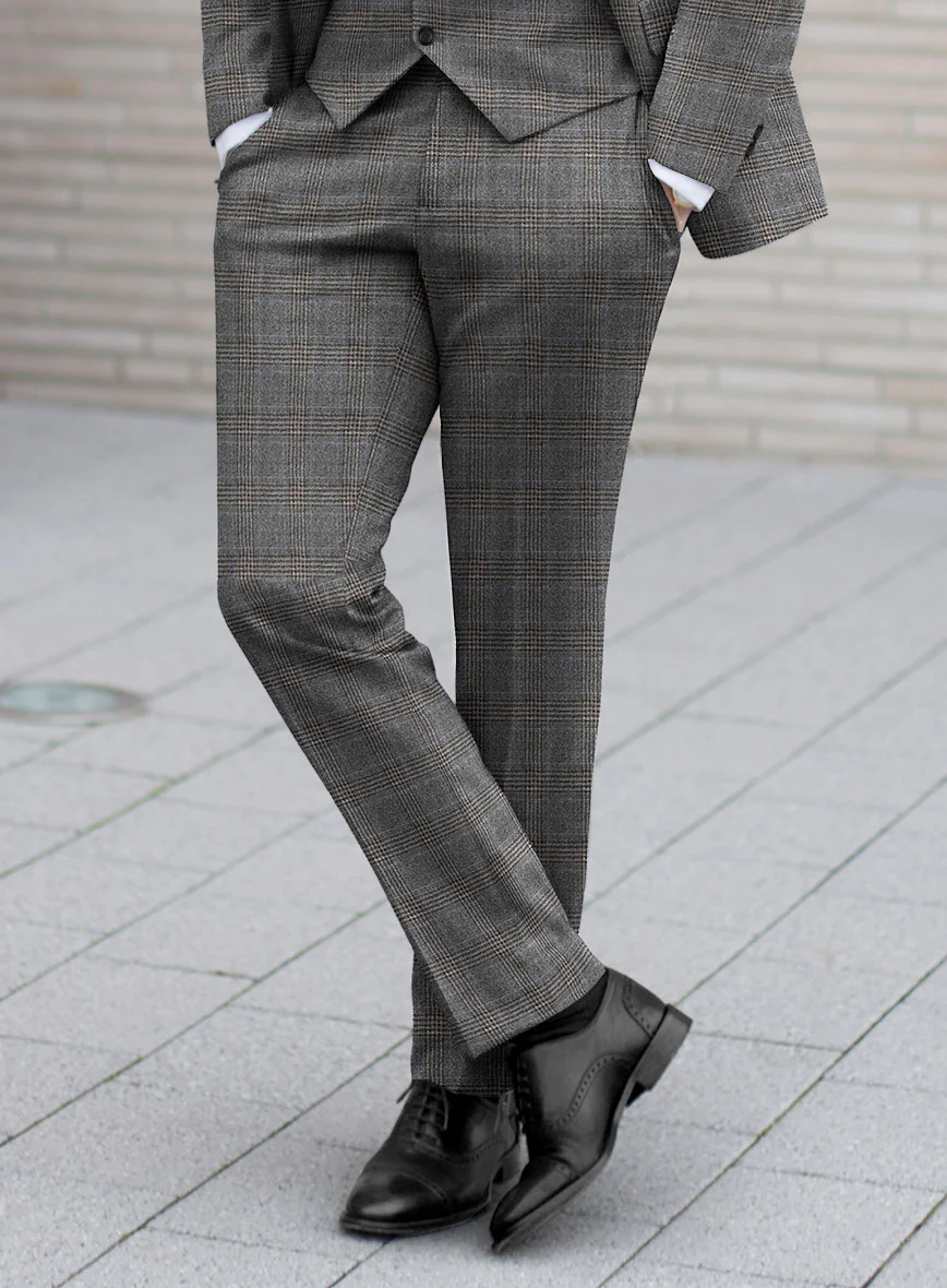 Italian Lark Gray Checks Flannel Suit - Image 4