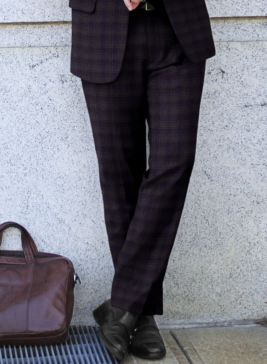 Italian Lark Purple Checks Flannel Suit - Image 5