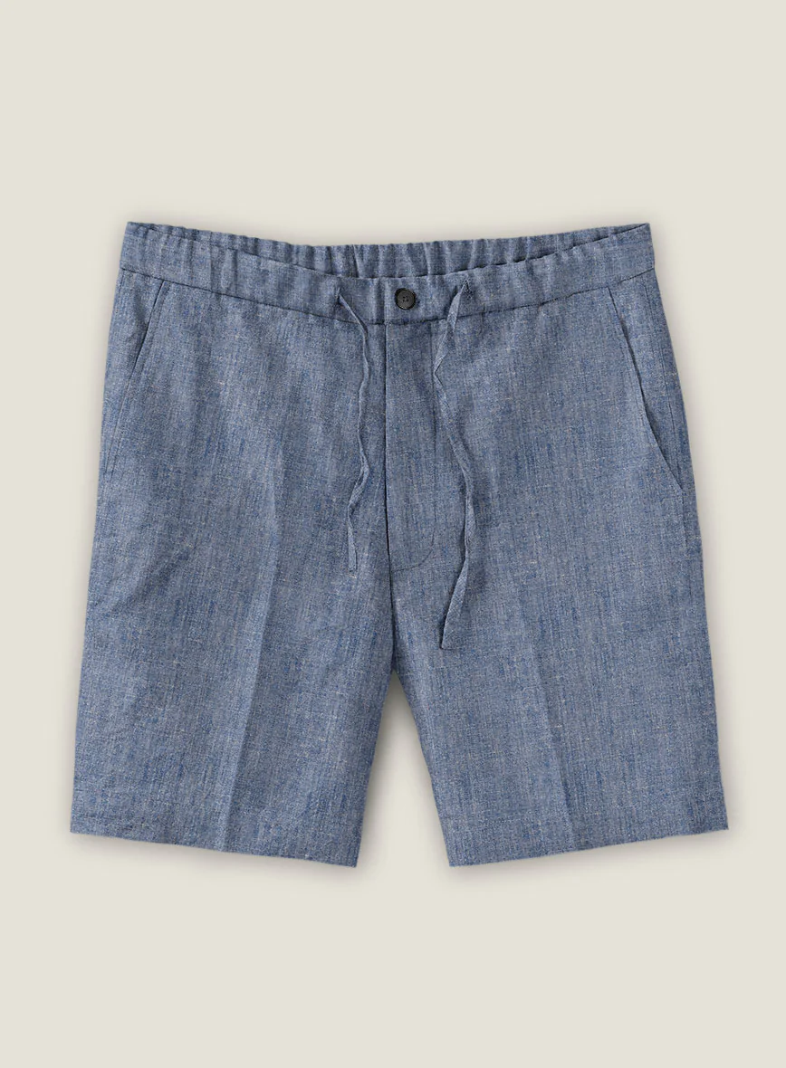 Italian Linen Artisanal Light Blue Shorts