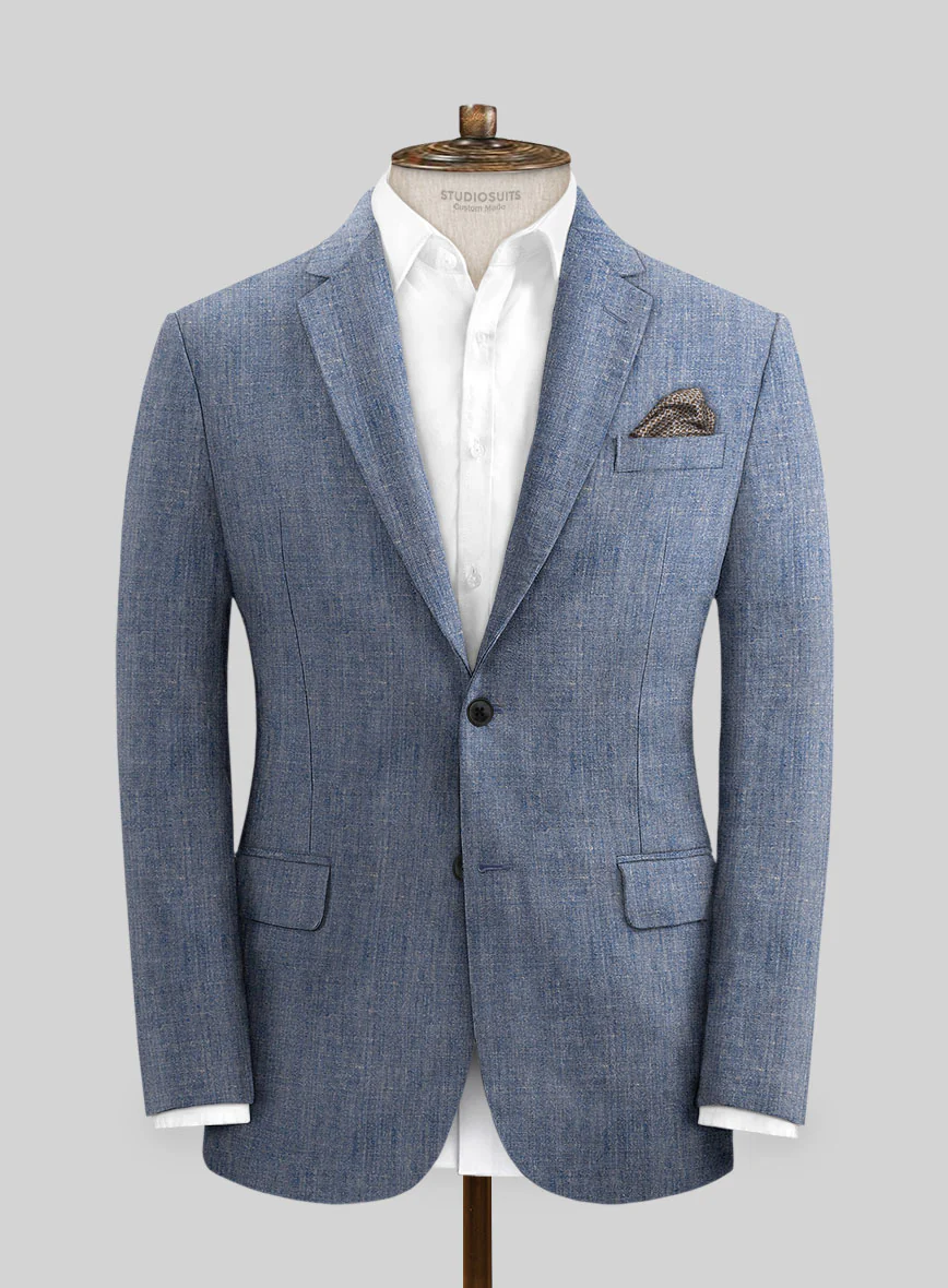 Italian Linen Artisanal Light Blue Suit - Image 3