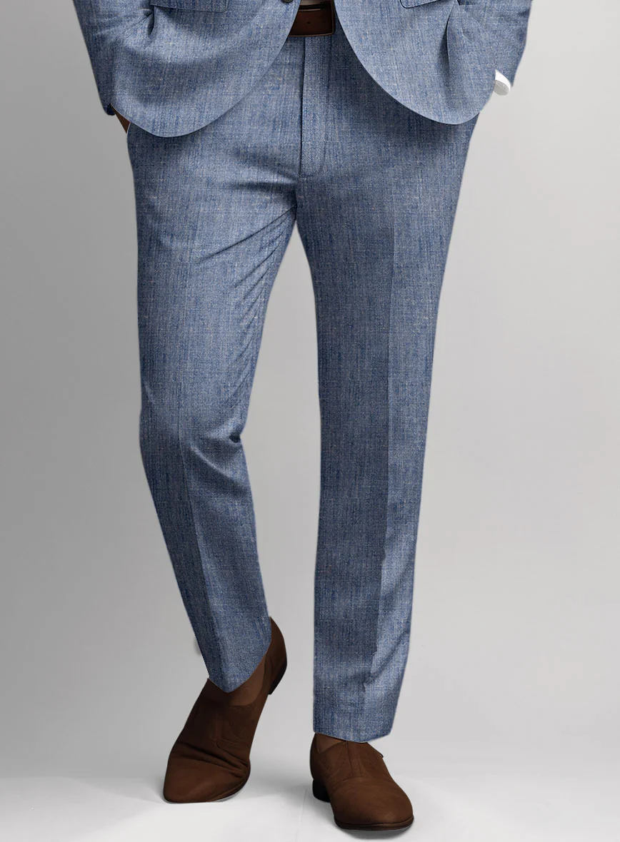 Italian Linen Artisanal Light Blue Suit - Image 5