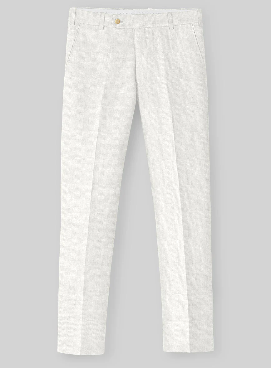 Italian Linen Avorio Herringbone Suit - Image 5
