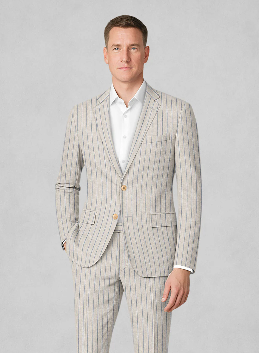 Italian Linen Belvano Stripe Suit - Image 3