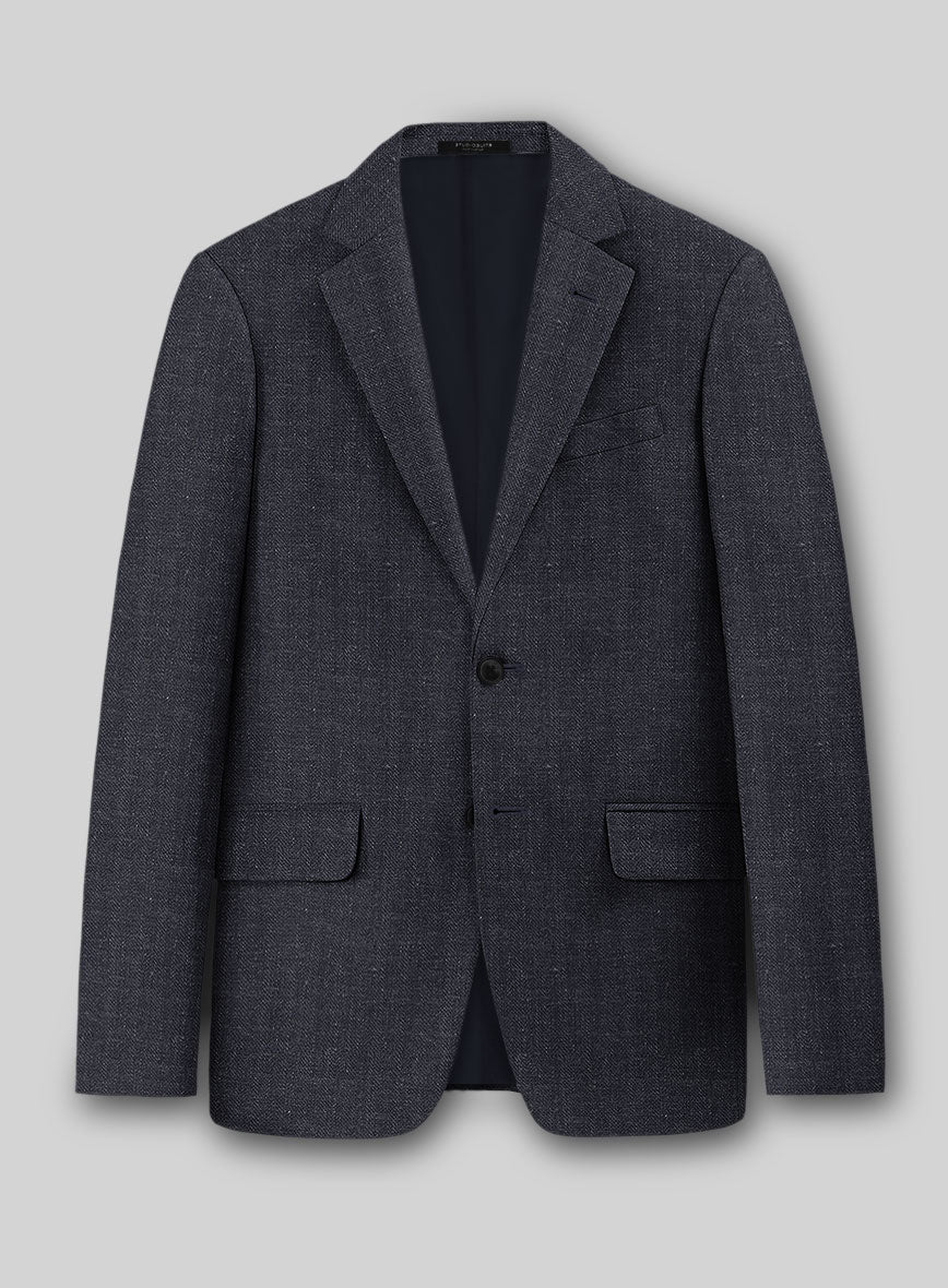Italian Linen Blucratto Herringbone Jacket