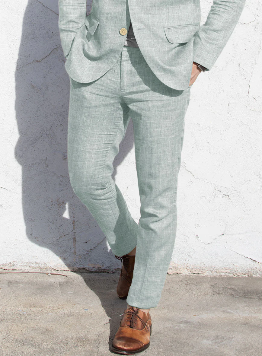 Italian Linen Lusso Summer Green Pants - Image 2