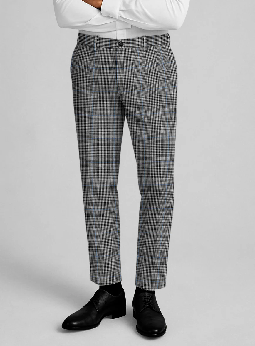 Italian Linen Monochrome Glen Check Pants