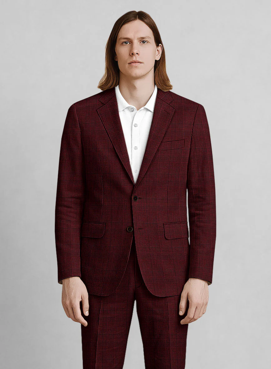 Italian Linen Ruby Glen Check Suit - Image 3