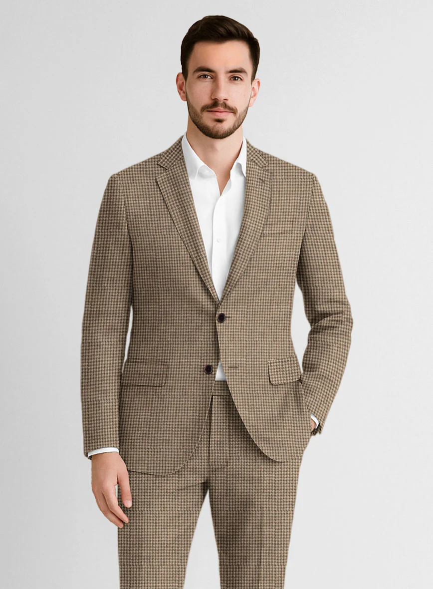 Italian Linen Ruggino Houndstooth Jacket - Image 2