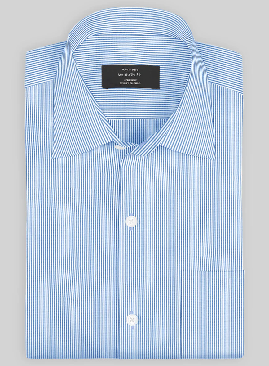 Italian Lombardo Candy Blue Stripes Shirt