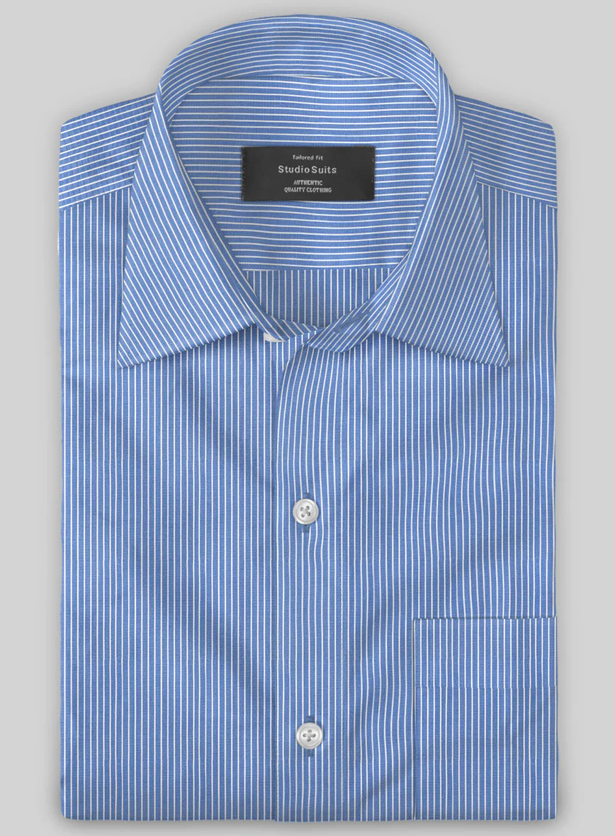 Italian Lombardo Cool Blue Pinstripe Shirt