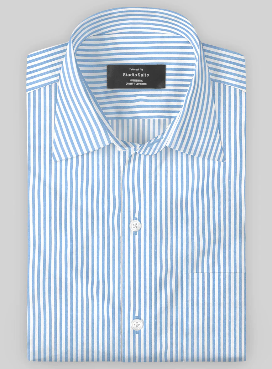 Italian Lombardo Mini Ice Blue Stripes Shirt