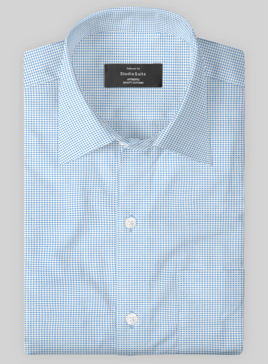 Italian Lombardo Weft Coral Blue Shirt