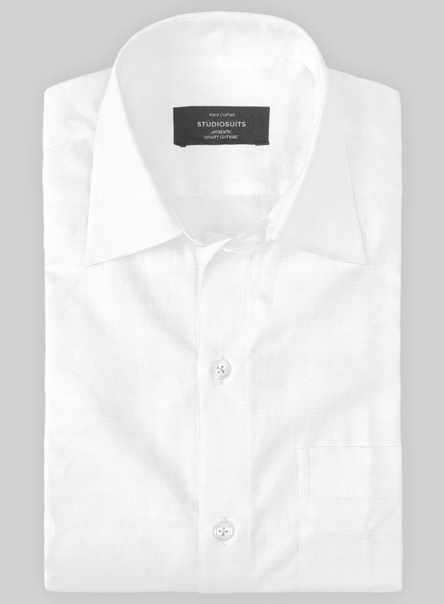Italian Lombardo White Self Check Shirt