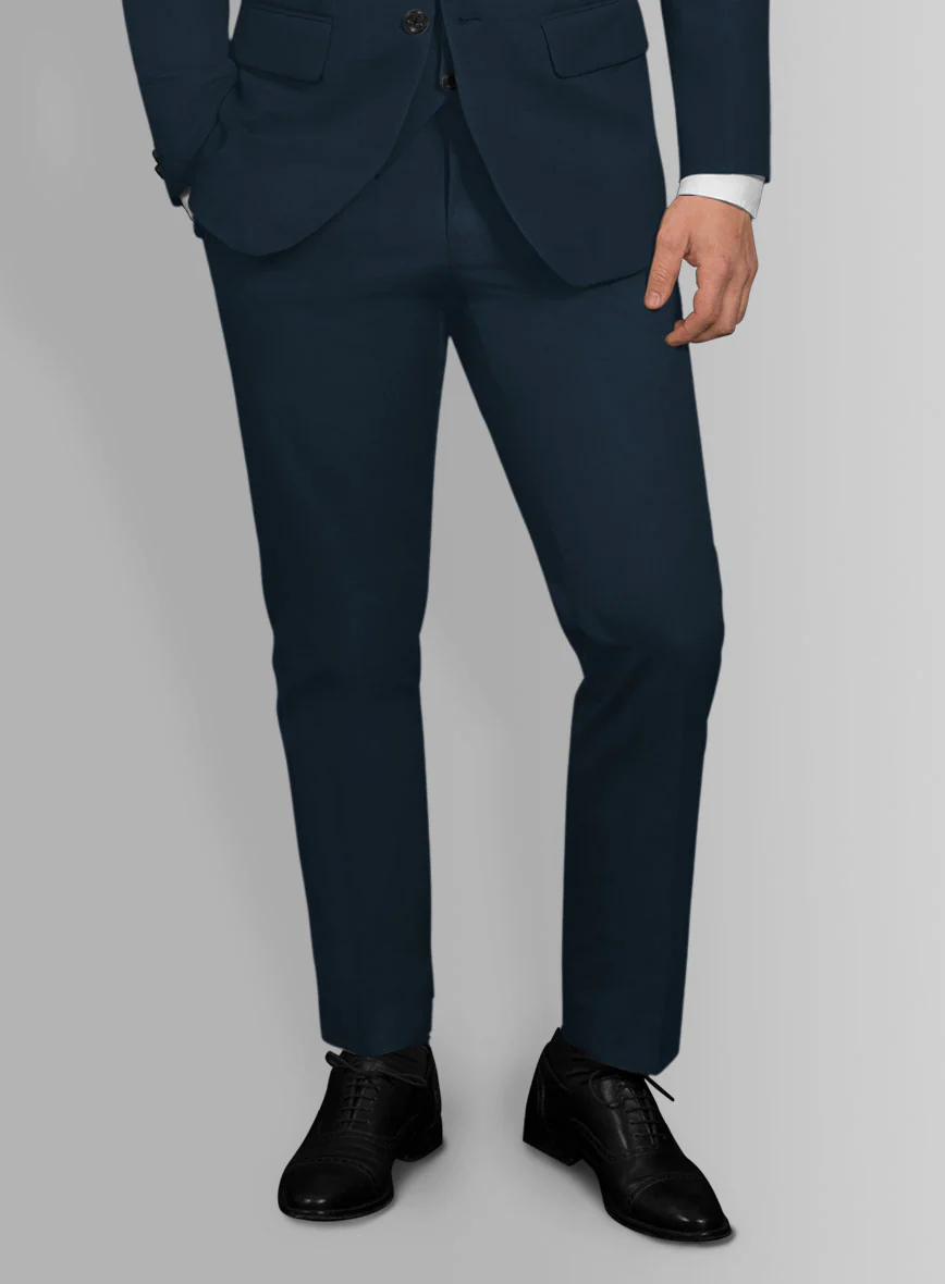 Italian Marine Blue Cotton Stretch Suit - Image 4