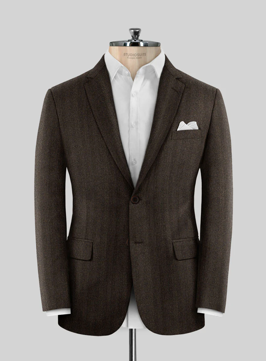 Italian Melange Brown Herringbone Flannel Jacket