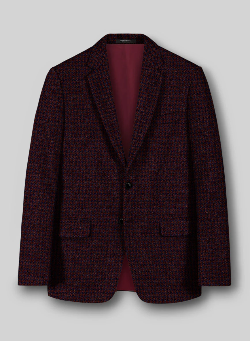 Italian Merlot Houndstooth Tweed Jacket