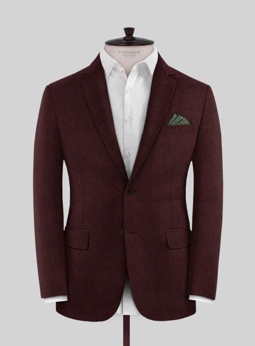 Italian Miteo Wine Herringbone Wool Jacket