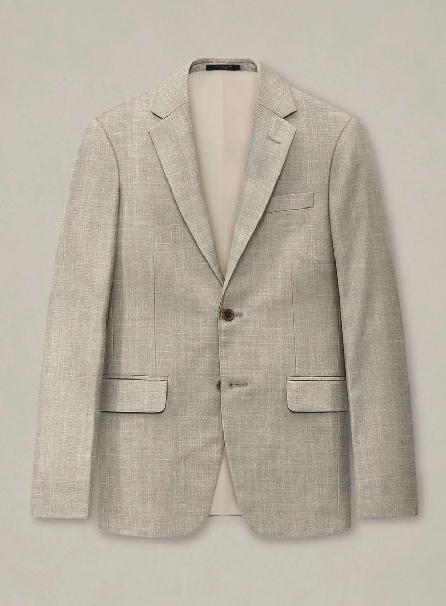 Italian Murano Beige Wool Linen Jacket