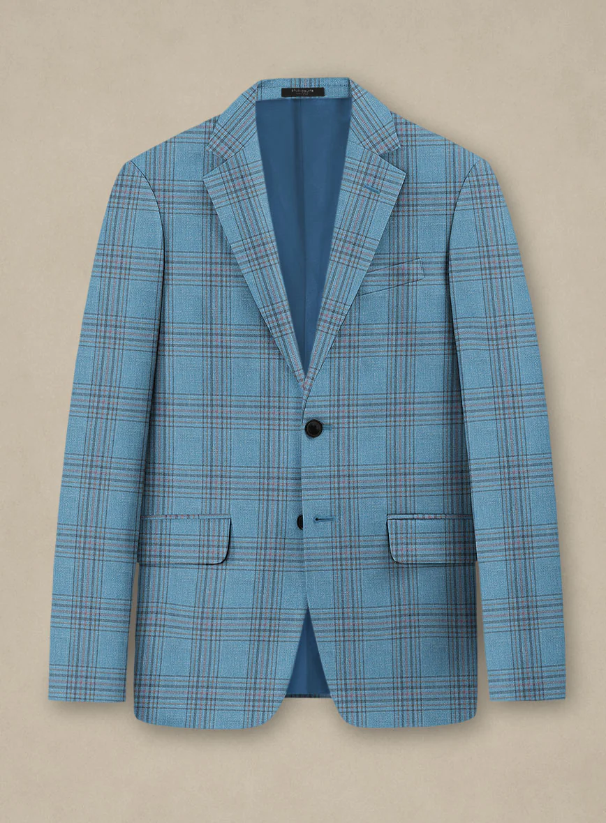 Italian Murano Beni Blue Wool Linen Silk Jacket