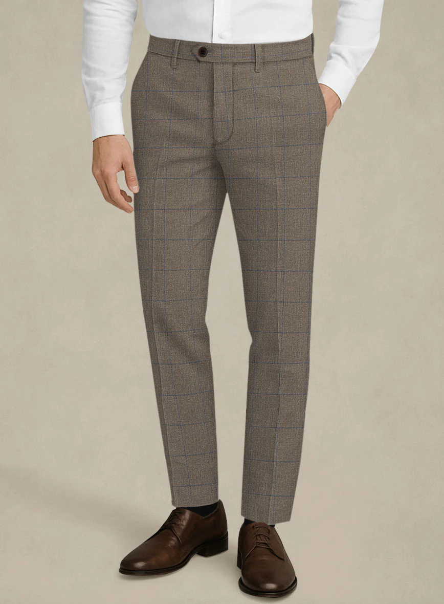 Italian Murano Cedra Brown Wool Linen Silk Pants