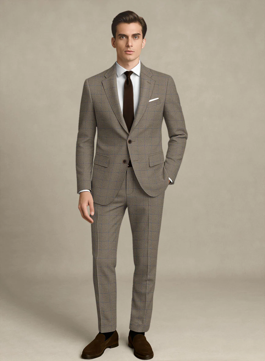 Italian Murano Cedra Brown Wool Linen Silk Suit
