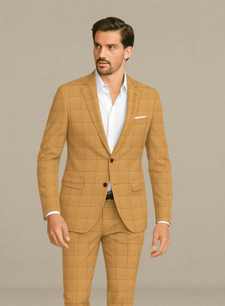 Italian Murano Cimio Mustard Wool Linen Silk Suit - Image 3