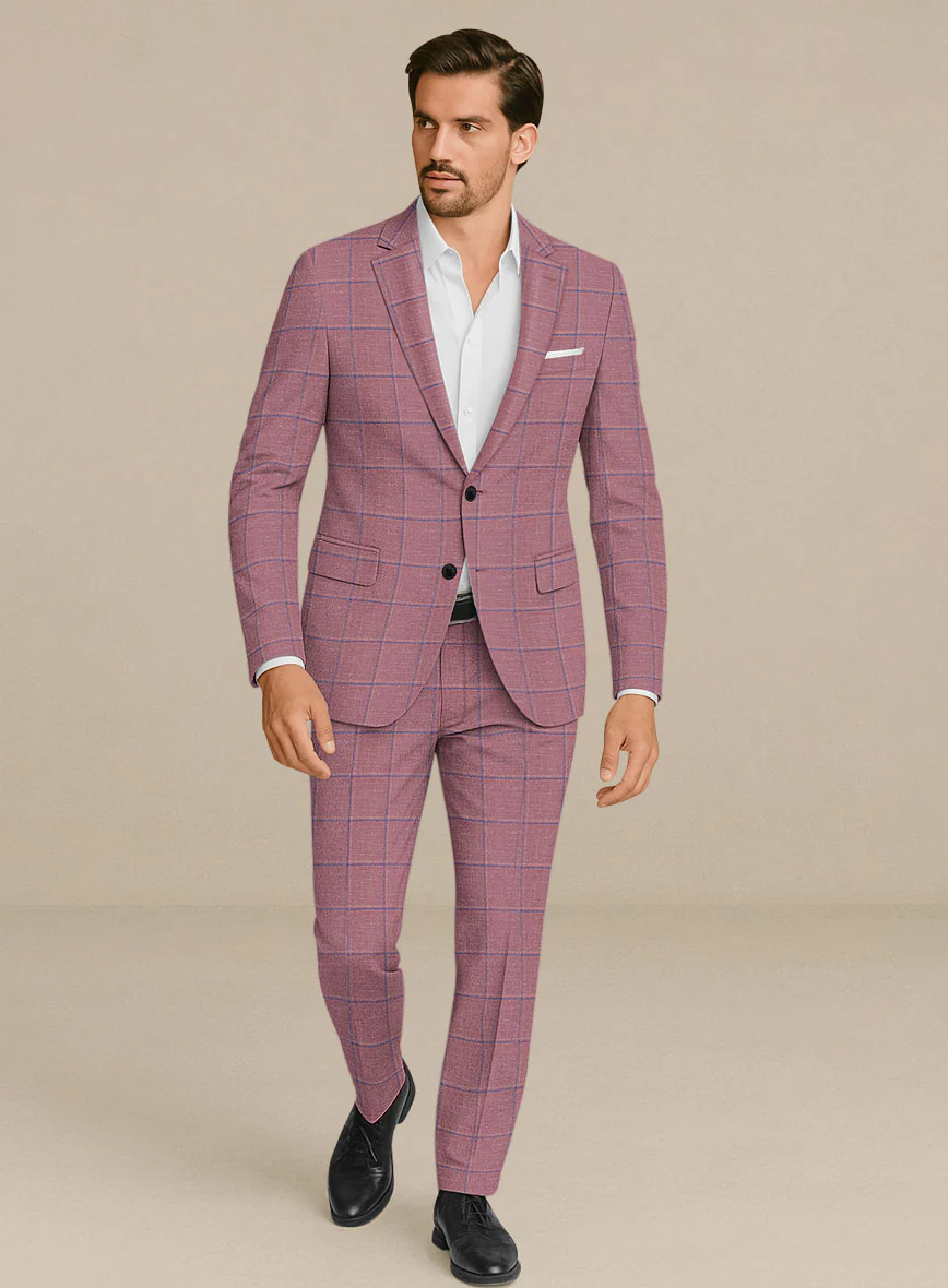 Italian Murano Drope Pink Wool Linen Silk Suit