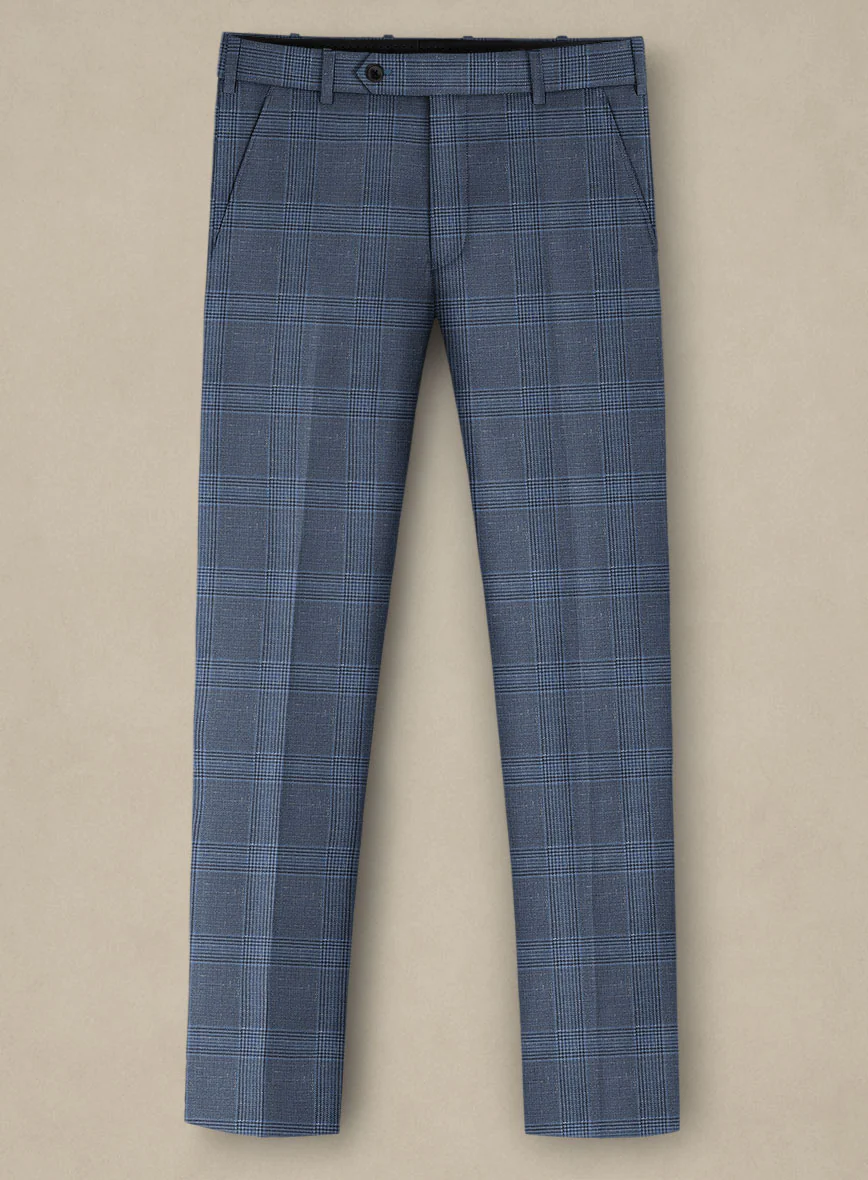 Italian Murano Enora Blue Wool Linen Silk Suit - Image 4