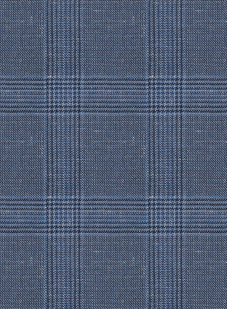 Italian Murano Enora Blue Wool Linen Silk Suit - Image 6
