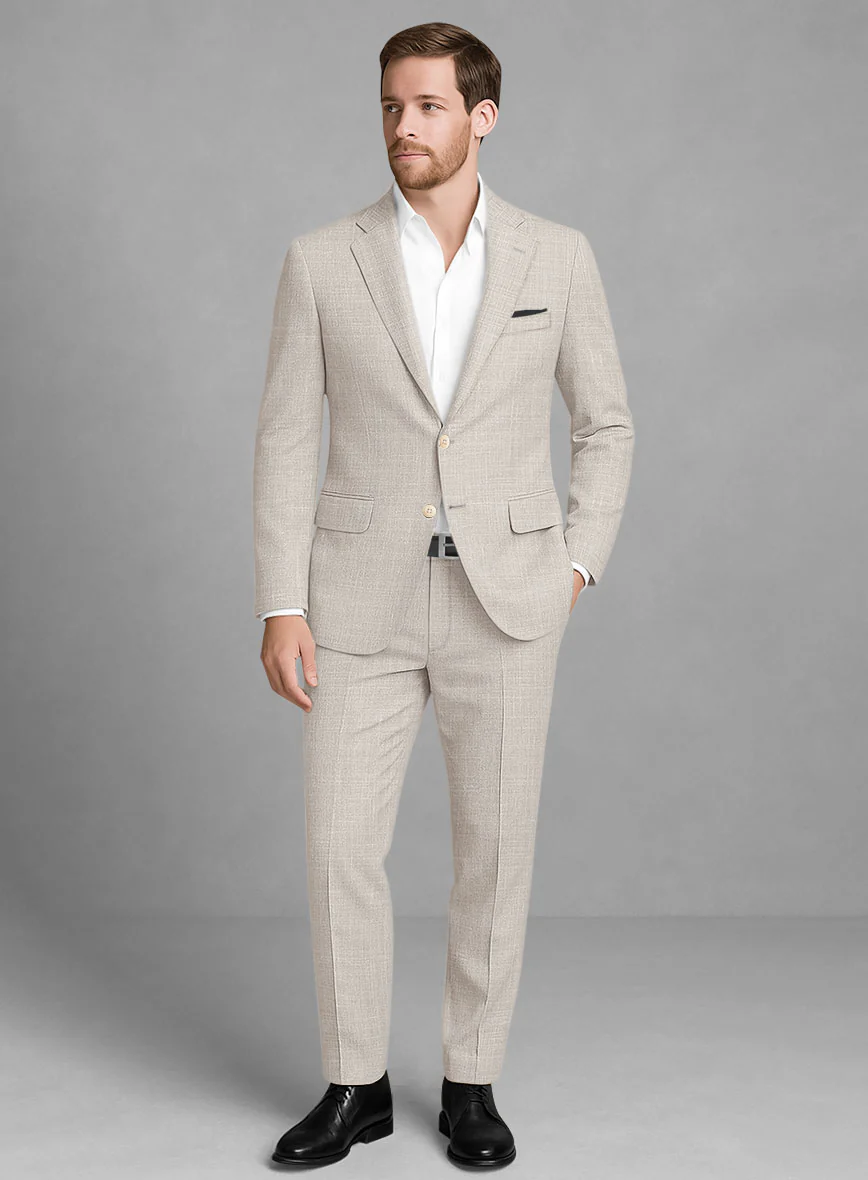 Italian Murano Fawn Wool Linen Suit