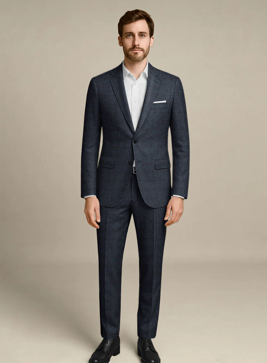 Italian Murano Ili Blue Wool Linen Silk Suit