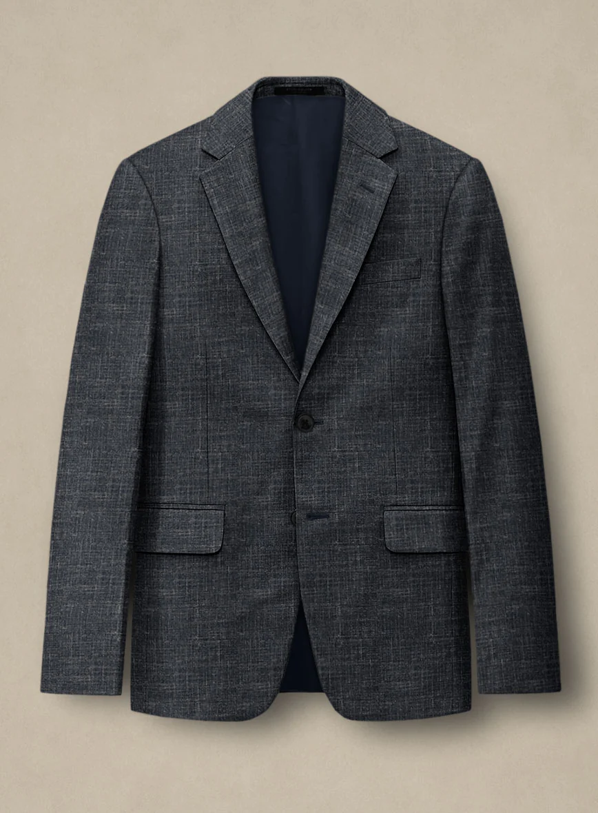 Italian Murano Indigo Blue Wool Linen Jacket