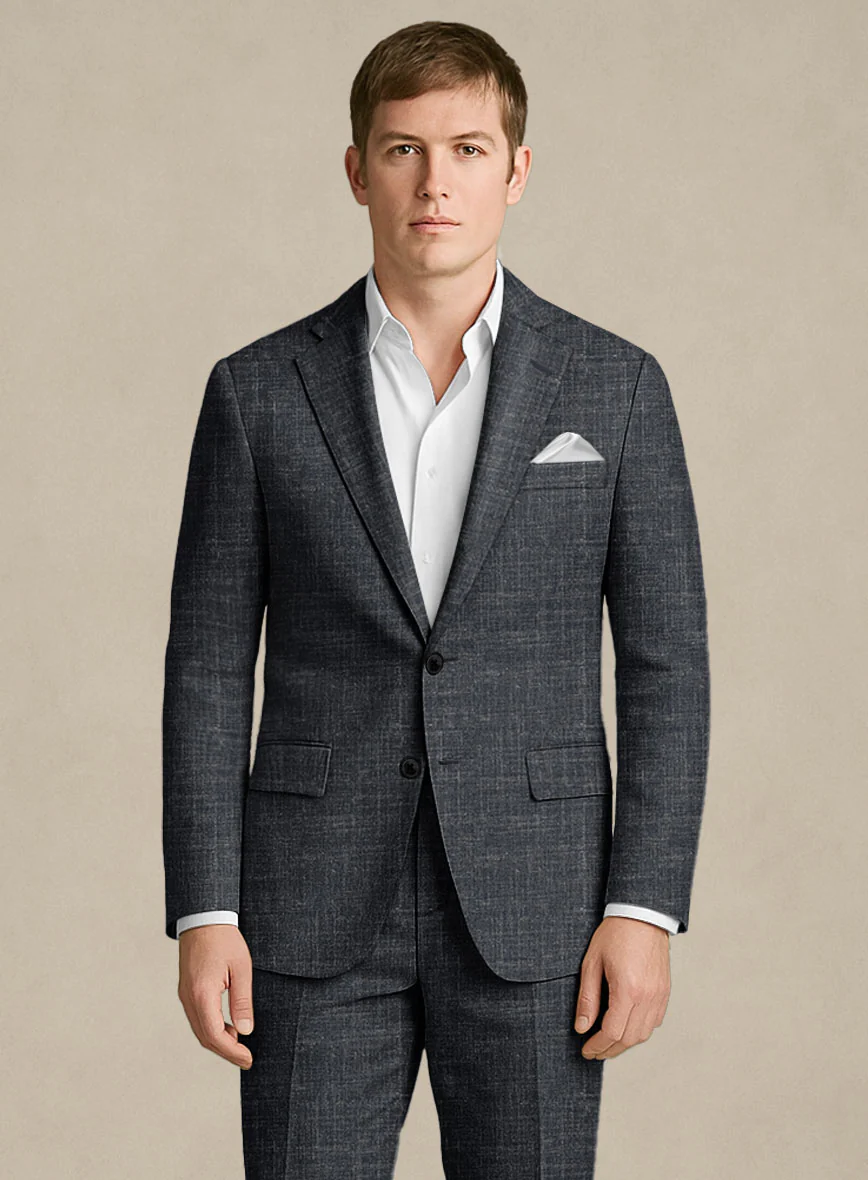 Italian Murano Indigo Blue Wool Linen Jacket - Image 2