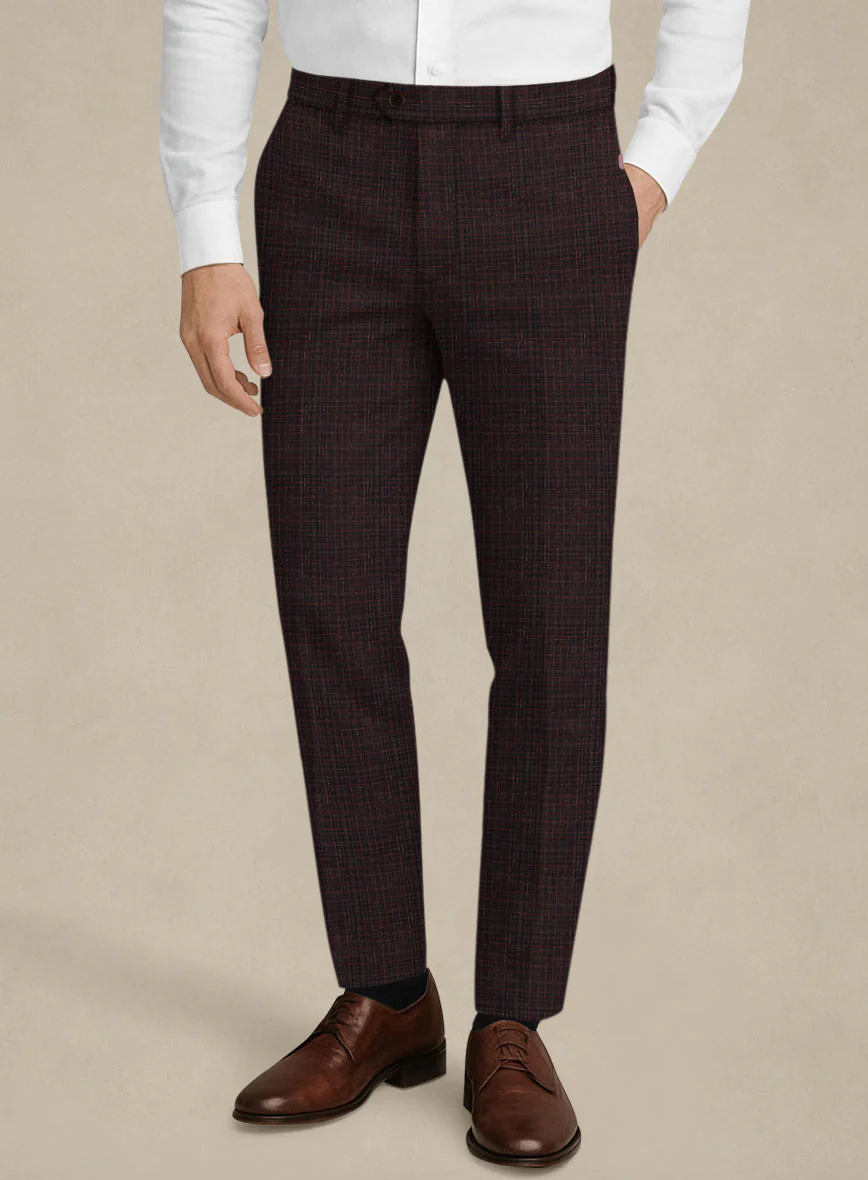 Italian Murano Irgo Checks Wool Linen Silk Pants
