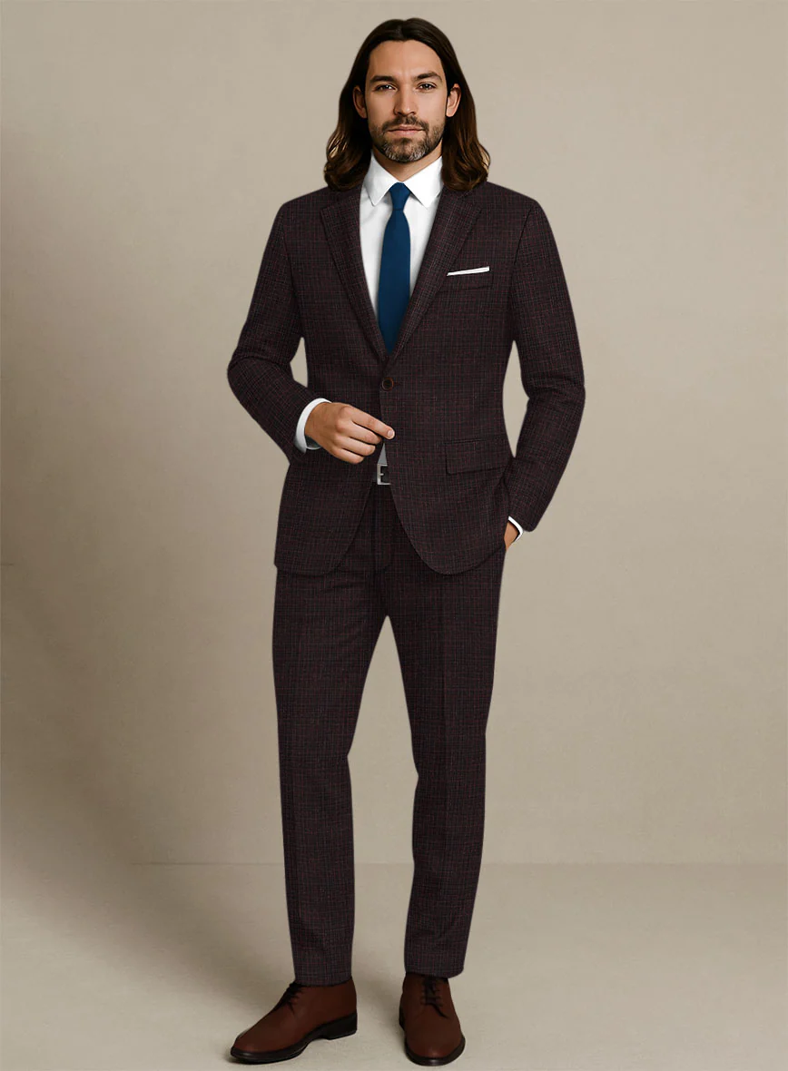 Italian Murano Irgo Checks Wool Linen Silk Suit