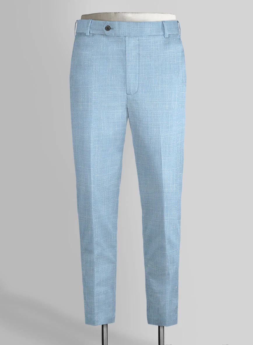 Italian Murano Light Blue Wool Linen Suit - Image 5