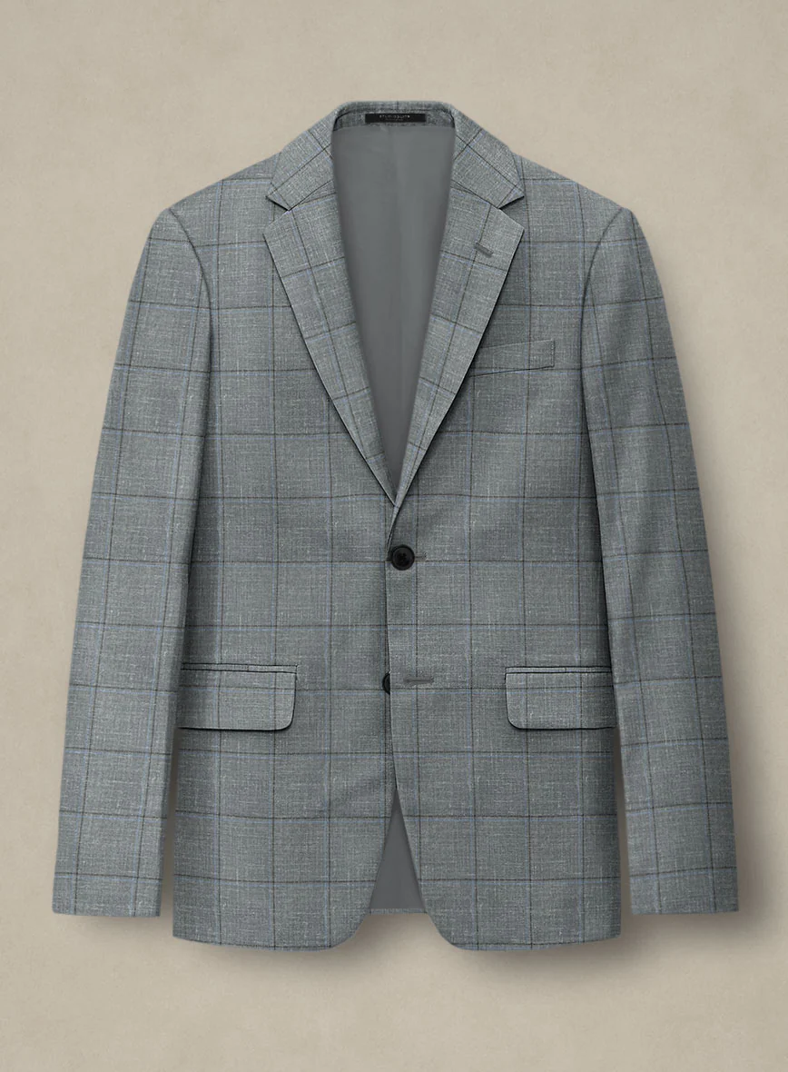 Italian Murano Light Gray Wool Linen Silk Jacket