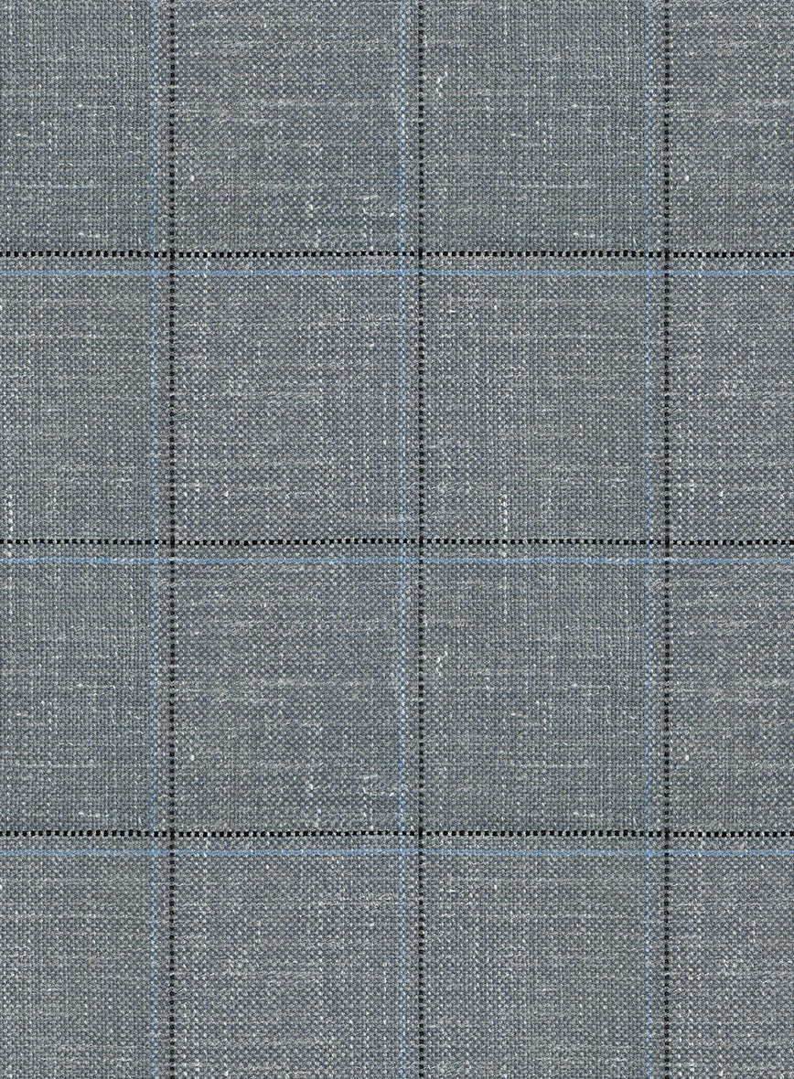 Italian Murano Light Gray Wool Linen Silk Pants - Image 3