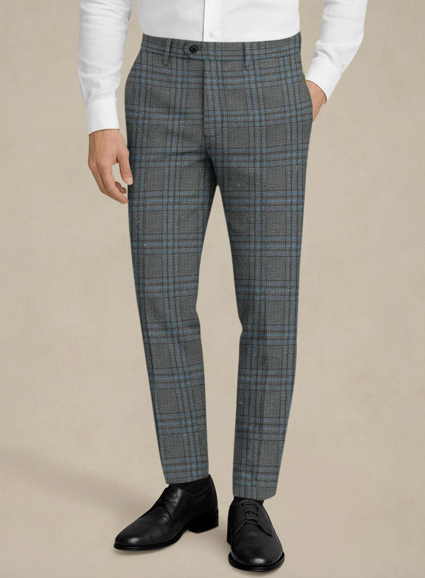 Italian Murano Livado Gray Wool Linen Silk Pants