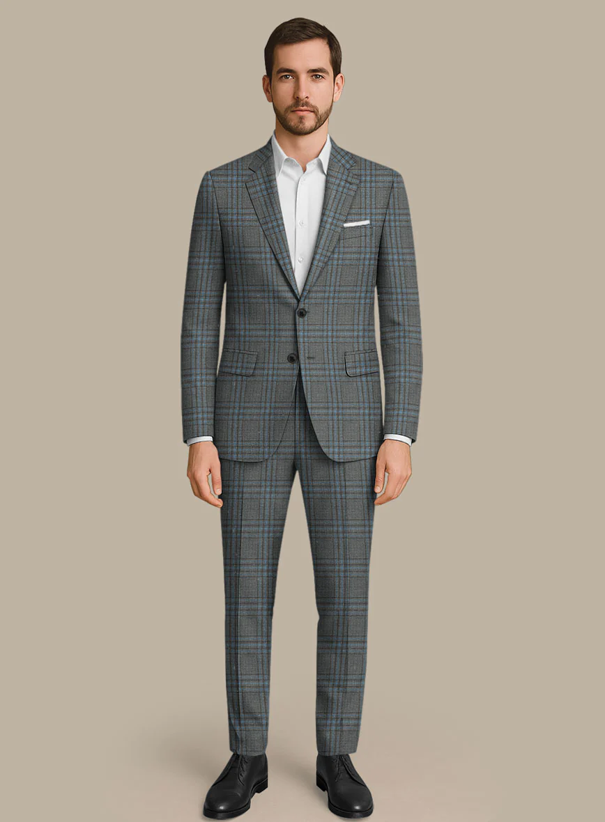 Italian Murano Livado Gray Wool Linen Silk Suit